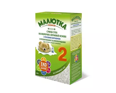 Смесь молочно-зерновая сухая Малютка Премиум-2 с рисовой мукой с 6 месяцев 300 г — Фото 1