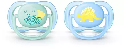 Пустышка Авент (Avent Ultra Air) SCF 344/20 силиконовая ортодонтическая для мальчиков с 0 до 6 месяцев 2 шт — Фото 1