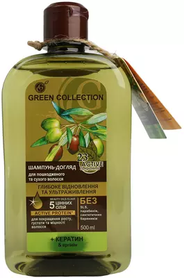 Шампунь-уход Грин Коллекшн (Green Collection) глубокое восстановление и ультраувлажнение волосся 500 мл — Фото 1