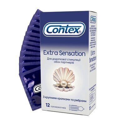 Презервативы Контекс (Contex Extra Sensation) с большими точками и ребрами 12 шт — Фото 1