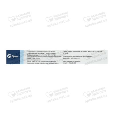 Генотропін порошок для ін'єкцій 36 МO (12 мг) в попередньо наповненій ручці з розчинником №1 — Фото 3