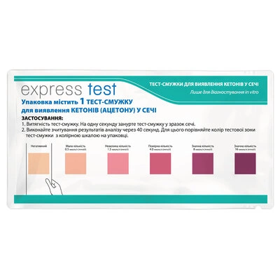 Тест-полоска Экспресс Тест (Express Тest) для определения кетонов в моче 1 шт — Фото 1