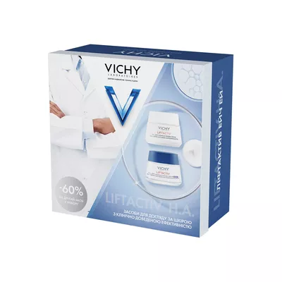 Виши (Vichy) Промо-набор Лифтактив H.A. (дневной крем для нормальной и комбинированой кожи 50 мл + ночной крем 50 мл), -60% на второе средство в наборе — Фото 3