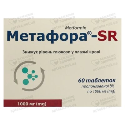 Метафора SR таблетки пролонгированного действия 1000 мг №60 (6х10) — Фото 1