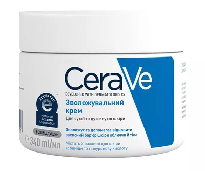 СераВе (СеraVe) Зволожувальний крем для сухої та дуже сухої шкіри обличчя та тіла 340 мл — Фото 1