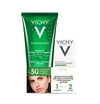 Виши Нормадерм набор уход для проблемной кожи (флюид д/лица 50 мл+гель д/лица очищ. 200 мл) — Фото 1