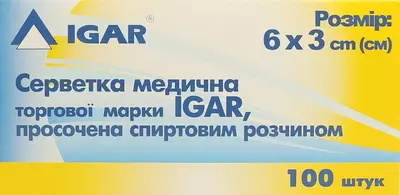 Серветки спиртові Ігар (IGAR) розмір 6 см*3 см 100 шт — Фото 5