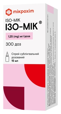 Ізо-мік спрей сублінгвальний 1,25 мг/доза 300 доз флакон 15 мл — Фото 1