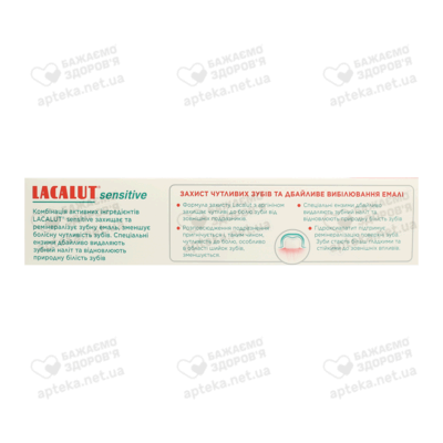 Зубна паста Лакалут Сенситив (Lacalut Sensitive) Захист чутливих зубів і дбайливе відбілювання 75 мл — Фото 2