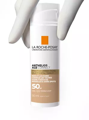 Ля Рош (La Roche-Posay) Антгелиос Коррект средство солнцезащитное антивозрастное для чувствительной кожи лица против морщин и пигментации с тонирующим эффектом SPF50 50 мл — Фото 6