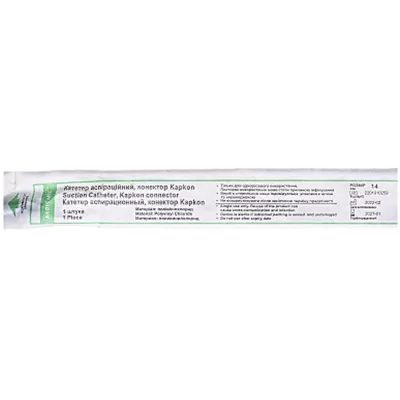 Катетер аспирационный Медикеа (Medicare) с вакуум-контролем и коннектором типа Капкон (Kapkon) размер CH14 (зеленый) 1 шт — Фото 1