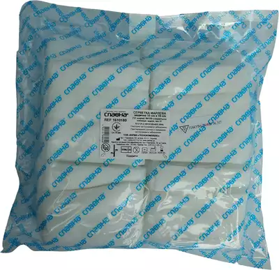 Салфетка марлевая медицинская стерильная Славна (12 слоев) размер 10 см*10 см тип 17 100 шт — Фото 1