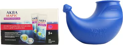 Аква Марис система для промывания носа+ морская соль обогащенная эфирными маслами в пакетиках-саше 30 шт — Фото 5