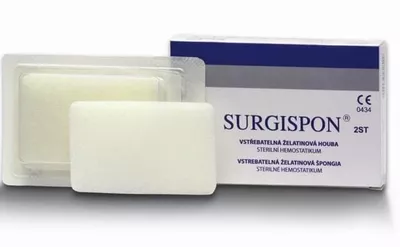 Губка гемостатична Сургіспон (Surgispon) хірургічна стерильна желатинова, стандартна що розсмоктується розмір 80*50*10 мм — Фото 1