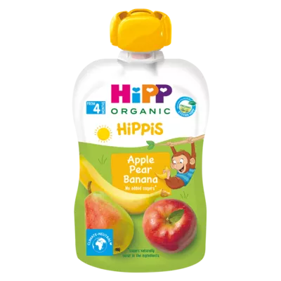 Пюре фруктовое Хипп Хиппис (HiPP Hippis) яблоко-груша-банан с 4 месяцев 100 г — Фото 1