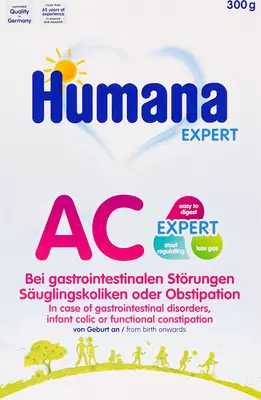 Смесь Хумана (Humana) AC Expert при коліках, запорах, желудочно-кишечных растройствах с 0 месяцев 300 г — Фото 1