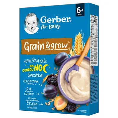 Каша суха безмолочна Гербер (Gerber) вівсяно-пшенична з чорносливом з 6 місяців 200 г — Фото 1