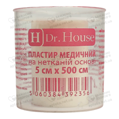 Пластир Доктор Хаус (Dr.House) на нетканій основі у пластиковій упаковці розмір 5 см*500 см — Фото 1