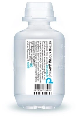 Натрію хлорид-Дарниця (фіз. розчин) розчин для інфузій 0,9% флакон 100 мл — Фото 1