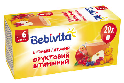 Фиточай Бебивита (Bebivita) детский фруктовый витаминный с 6 месяцев в фильтр-пакетах №20 — Фото 1