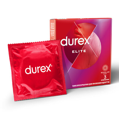 Презервативи Дюрекс (Durex Elite) особливо тонкі 3 шт — Фото 1