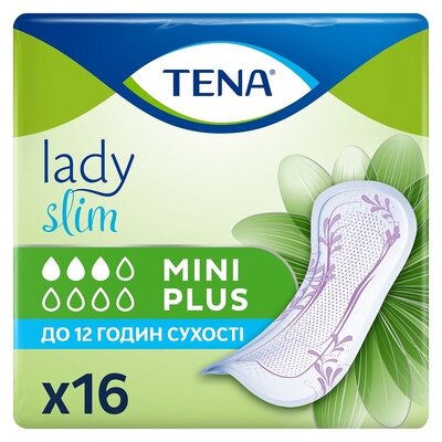 Прокладки урологические женские Тена Леди Слим Мини Плюс (Tena Lady Slim Mini Plus) 16 шт — Фото 2