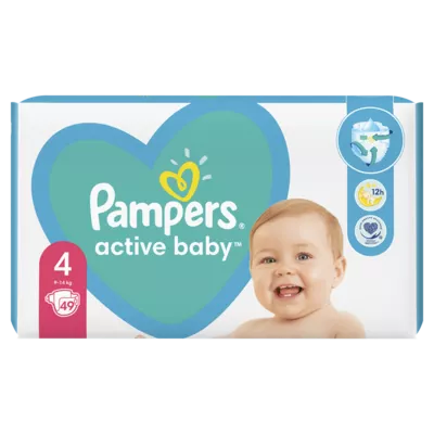 Подгузники для детей Памперс Актив Беби Макси (Pampers Active Baby) размер 4 (9-14 кг) 49 шт — Фото 2