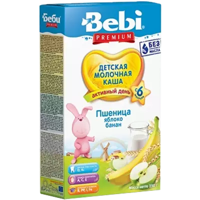 Каша молочная Беби Премиум (Bеbі Premium) пшеничная с яблоком и бананом с 6 месяцев 200 г — Фото 2