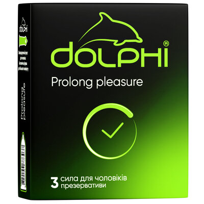 Презервативи Долфі (Dolphi Prolong pleasure) сила для чоловіків 3 шт — Фото 1