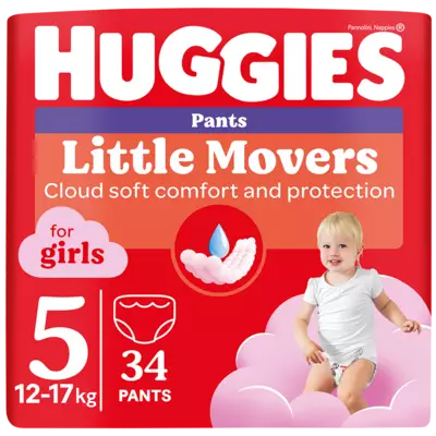 Підгузники-трусики для дівчаток Хагігс Пантс (Huggies Pants) розмір 5 (12-17 кг) 34 шт — Фото 1