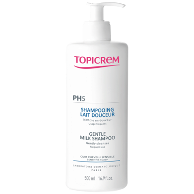 Топікрем (Topicrem) pH5 шампунь-молочко з екстрактом бавовни для всіх типів волосся 500 мл — Фото 1