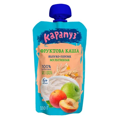 Каша фруктовая Карапуз яблоко-персик мультизлак без сахара с 6 месяцев 110 г — Фото 1