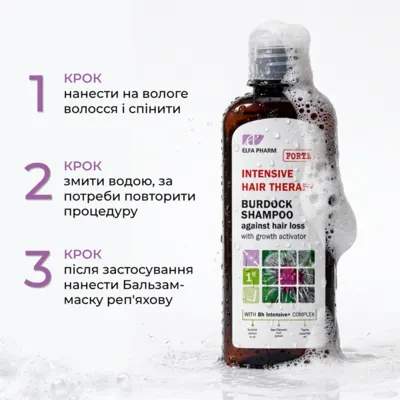 Шампунь, средство №1 против выпадения волос Elfa Pharm с активатором роста Bh Intensive+ 200 мл — Фото 7