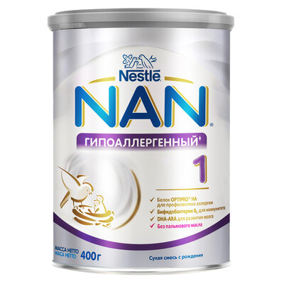 Суміш молочна Нестле Нан 1 (Nestle NAN) Гіпоалергенний з 0 місяців 400 г — Фото 1