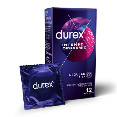Презервативы Дюрекс (Durex Intense Orgasmic) рельефные со стимулирующим гелем-смазкой 12 шт — Фото 1