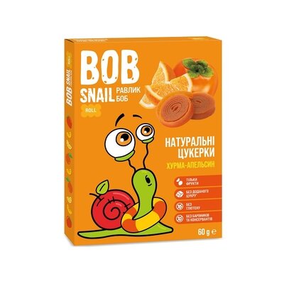 Цукерки натуральні Равлик Боб (Bob Snail) хурма-апельсин 60 г — Фото 1