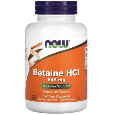 Нау (Now) Бетаїн гідрохлорид капсули 648 мг №120 — Фото 1