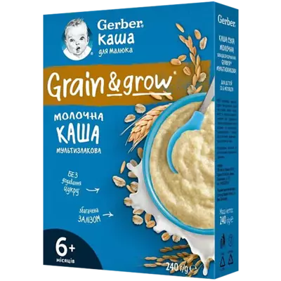 Каша молочная Гербер (Gerber) мультизлаковая с 6 месяцев, 240 г — Фото 1