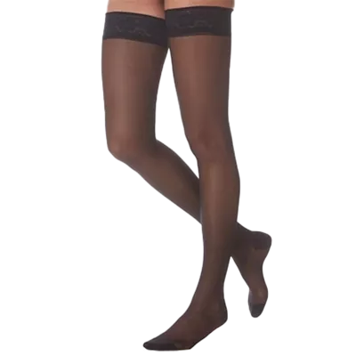 Чулки компрессионные Лаума (Lauma) модель AG303 с мыском, размер 1D, 1 класс компрессии, цвет черный, с кружевом — Фото 1