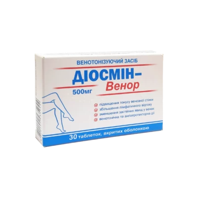 Диосмин-Венор венотонизирующее средство таблетки покрытые оболочкой 500 мг №30 — Фото 1