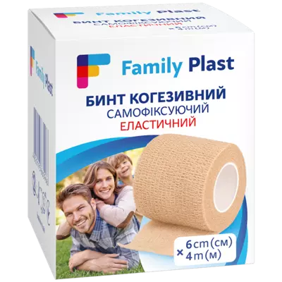 Бинт когезивный самофиксирующийся Фемили Пласт (FamilyPlast) размер 6 см*4 м — Фото 1