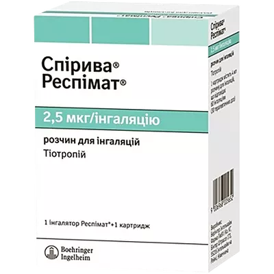 Спірива Респімат розчин для інгаляцій 2.5 мкг картридж з інгалятором Респімат 4 мл 60 інгаляцій — Фото 1