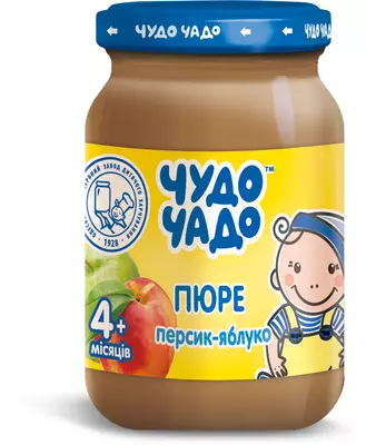 Пюре фруктове Чудо-Чадо персик-яблуко з цукром з 4 місяців 170 г — Фото 1