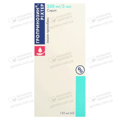 Гропринозин-Ріхтер сироп 250 мг/5 мл флакон 150 мл — Фото 1