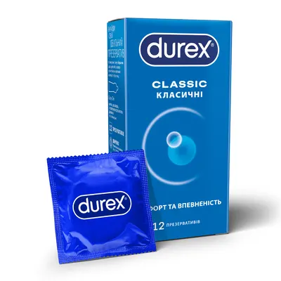 Презервативи Дюрекс (Durex Classic) латексні з силіконовою змазкою класичні 12 шт — Фото 1