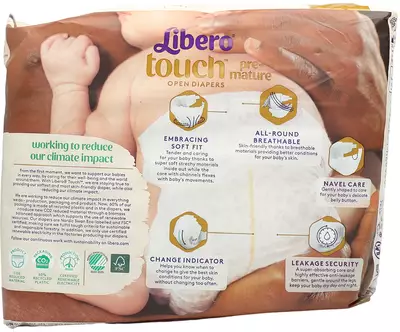 Підгузники для дітей Ліберо Тач (Libero Touch pre-mature) розмір 0 (до 2-5 кг) 24 шт — Фото 3