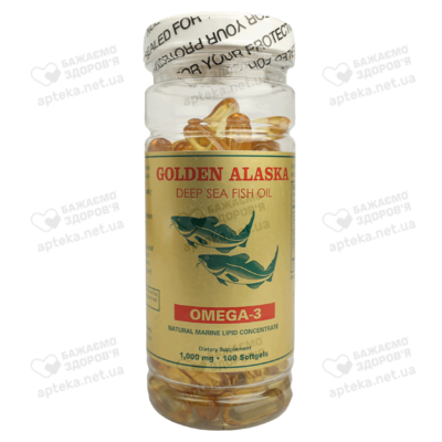 Омега-3 риб'ячий жир Golden Alaska 1000 мг капс. №100 — Фото 1