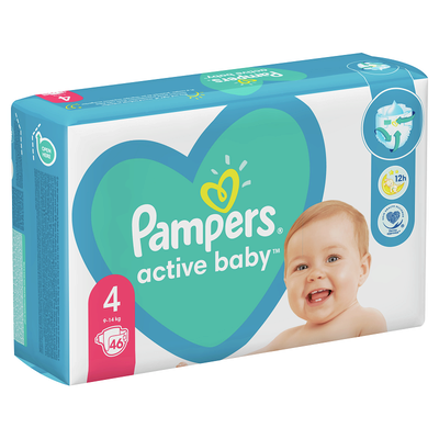 Подгузники для детей Памперс Актив Беби Макси (Pampers Active Baby Maxi) размер 4 (9-14 кг) 46 шт — Фото 3