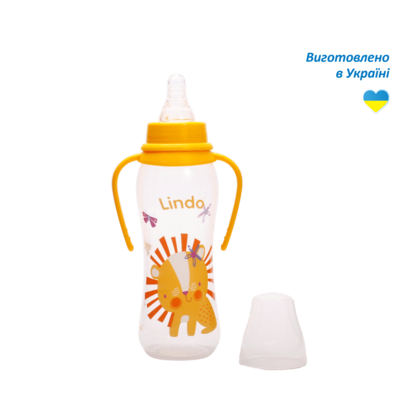 Пляшечка Ліндо (Lindo) LI 147 вигнута з силіконовою соскою та знімними ручками 250 мл — Фото 2