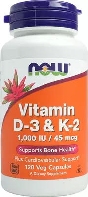 Витамины D-3/К-2 Нау (Now) 1000 МЕ/45 мкг капсулы мягкие №120 — Фото 1